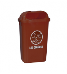 Lixeira seletiva lx5fmr marrom 50l com tampa suporte metal Bralimpia