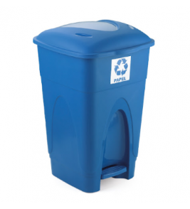 Lixeira seletiva com pedal 65l azul papel Injeplastec