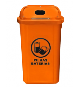 Lixeira plástico para pilhas com 50l laranja Bralimpia