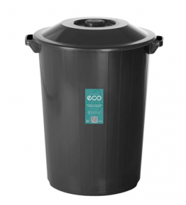 Lixeira plástico com tampa 35lts preta recycle Plasvale
