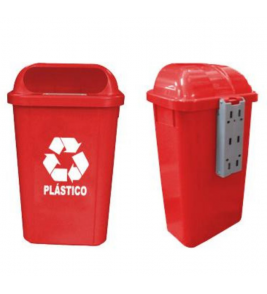 Lixeira seletiva lx5fvm vermelha 50l com tampa suporte de metal Bralimpia