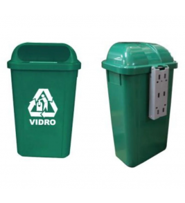 Lixeira seletiva lx5fvd verde 50l com tampa suporte de metal Bralimpia