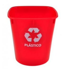 Cesto para lixo vermelho com adesivo plástico Menno