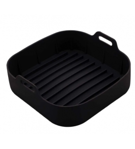 Forma silicone quadrada preta 20x6,7cm para air fryer Em Casa Tem