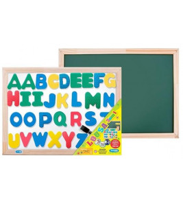 Lousa abc magnético 60x40cm 3 em 1 estrutura madeira Evamax