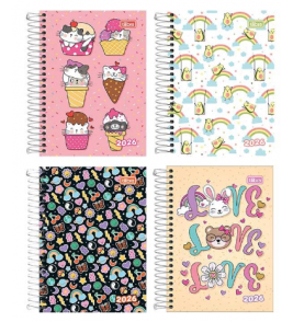 Agenda espiral spice 160 folhas estampas feminino  m3 Tilibra