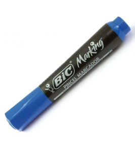 Marcador permanente recarregável azul ponta chanfrada Bic