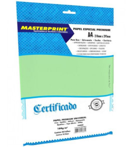 Papel a4 diplomata liso verde 180gr com 50 folhas Masterprint