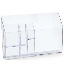 Organizador de papeis/diversos com 4 divisórias cristal Maxcril/Waleu