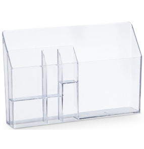 Organizador de papeis/diversos com 4 divisórias cristal Maxcril/Waleu