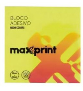 Bloco adesivo amarelo neon 01 bloco com 100 folhas 76x76mm Maxprint