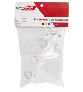 Chaveiro com etiqueta com 25 unidades branco Maxcril/Waleu