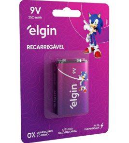 Bateria recarregável energy 9v 250mah Elgin