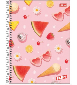 Caderno espira capa dura 16 matérias 320 folhas flip+ feminino universitário Tilibra