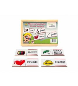 Jogo da memória educativo plural e singular com 40 peças mdf Fundamental Brinquedo