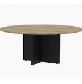 Mesa para reunião redonda mrr1100p25pp noce naturalle pé preto normal Pnadin