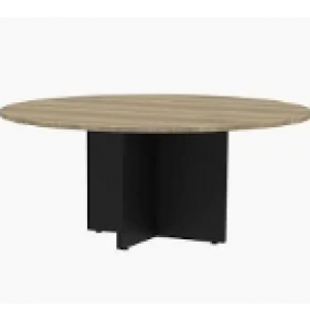 Mesa para reunião redonda mrr1100p25pp noce naturalle pé preto normal Pnadin