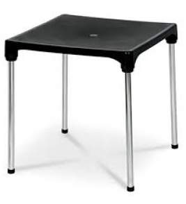 Mesa plástica quadrada sec line preto 70cm eal Injeplastec