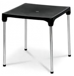 Mesa plástica quadrada sec line preto 70cm eal Injeplastec