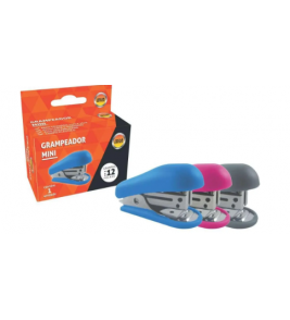 Grampeador mini para 12 folhas com extrator para 24/6-26/ cores Jocar Oficce