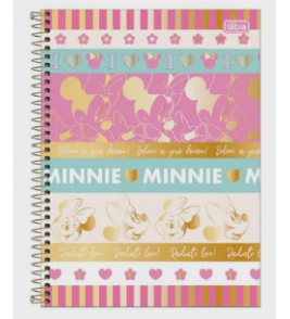 Caderno espiral capa dura 10 matérias 160 folhas minnie universitário unid. Tilibra