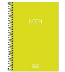 Caderno espiral capa plástica 10 matérias 160 folhas neon verde universitário Tilibra