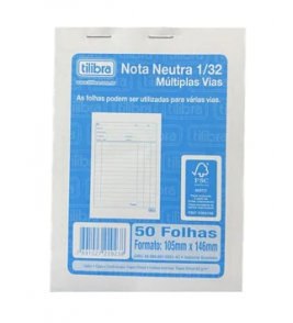 Nota neutra 1/32 pequena 50 folhas 1 via 105x146mm Tilibra 