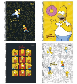 Caderno espiral capa dura 10 matérias 160 folhas simpsons universitário Tilibra