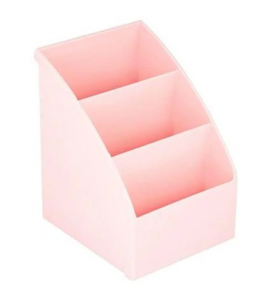 Porta objeto multiuso com 3 divisórias rosa pastel Maxcril/Waleu