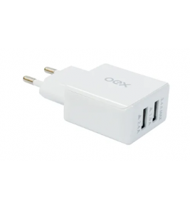 Carregador fonte usb duo bivolt branco Oex