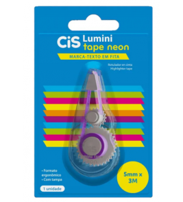Marcador de texto fita 5mmx3m cores neon Cis