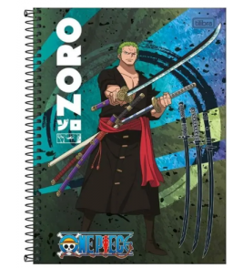 Caderno espiral capa dura 10 matérias 160 folhas one piece universitário Tilibra