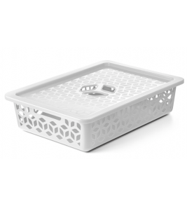 Caixa organizadora 9 litros branca com tampa 10.6x43.6x31.2cm UZ 