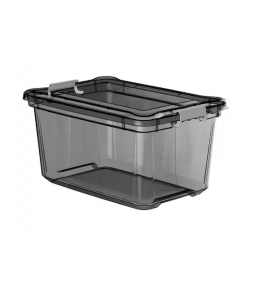Caixa organizadora 27 litros translucida fume com tampa 50x34x25.5cm Plasvale
