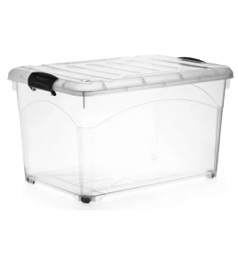 Caixa organizadora 65 litros transparente com tampa 59x41x36cm Injeplastec