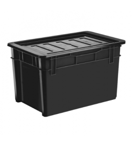 Caixa organizadora 60 litros preta com tampa 31.1x58x34,6cm Injeplastec