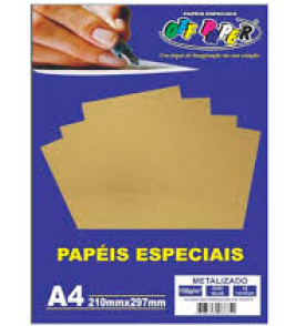 Papel a4 metálico ouro velho 150g com 15 folhas Off Paper