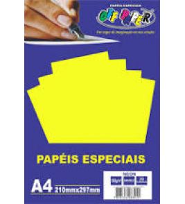 Papel a4 neon amarelo 180g 20 folhas Off Paper