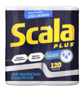 Papel toalha folha dupla com 2 rolos 120 folhas Scala