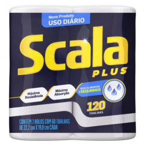 Papel toalha folha dupla com 2 rolos 120 folhas Scala