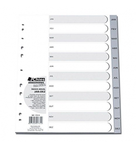 Índice anual para pasta A4 (jan-dez) cinza Chies