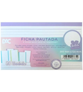 Ficha pautado 5x8 50 folhas 205x125mm 150gr Dac