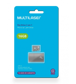 Cartão de memoria microsd 16gb com adaptador 2/1 classe 10 Multilaser/Multi