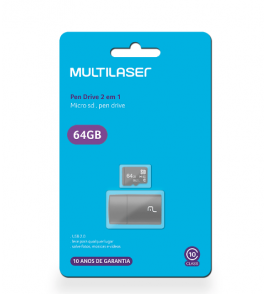 Cartão de memoria mecrosd 64gb com adaptador 2/1 classe 10 Multilaser/Multi