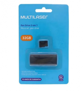 Cartão de memoria microsd 32gb com adaptador 2/1 classe 10