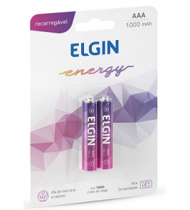 Pilha recarregável AAA 1000MAH 1.2v com 2 GC01 Elgin