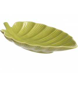 Petisqueira porcelanato folha verde 21.5x11.5x4cm Hauskraft