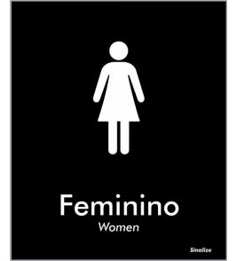 Placa sinalizadora poliestireno 15x18cm (feminino português/inglês) Sinalize