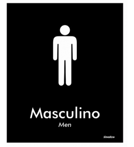 Placa sinalizadora poliestireno 15x18cm (masculino português/inglês) Sinalize