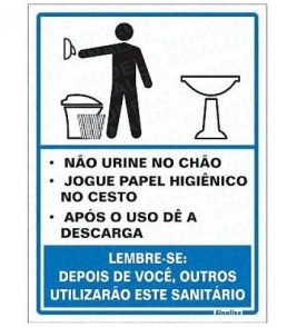 Placa sinalizadora poliestireno 15x20 (procedimentos sanitário masculino) Sinalize 